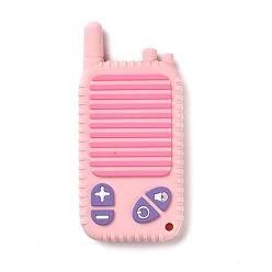 Pink Anneau de dentition en silicone en forme d'interphone, jouets à mâcher pour garçons et filles, jouet de dentition, rose, 108.5x51.5x14mm, Trou: 4mm