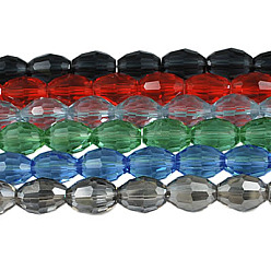 Couleur Mélangete Chapelets de perles en verre, facette, ovale, couleur mixte, 8x6mm, trou: 1.5mm, environ 72 pcs/chapelet
