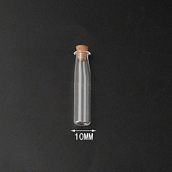 Claro Mini contenedores de cuentas de botella de vidrio de borosilicato alto, deseando botella, con tapón de corcho, Claro, 4.8x1 cm