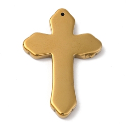 Golden Plated Electroplated Synthetic Non-magnetic Hematite Big Pendants, Religion Cross Charms, Golden Plated, 50x34x4mm, Hole: 1.4mm
