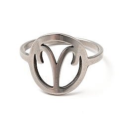 Color de Acero Inoxidable 201 anillo de dedo de aries con constelaciones de acero inoxidable para mujer, color acero inoxidable, tamaño de EE. UU. 6 1/4 (16.7 mm)