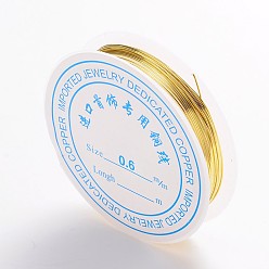 Золотой Круглая медная проволока для ювелирных изделий, без кадмия, без никеля и без свинца, золотые, 22 датчик, 0.6 мм, около 11.48 футов (3.5 м) / рулон
