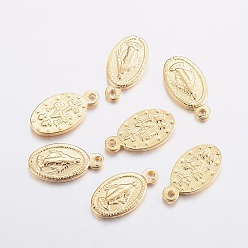 Golden 304 Stainless Steel Charms, Oval with Virgin Mary, Golden, 12.5x6.5x1.5mm, Hole: 0.8mm
