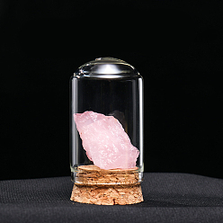 Quartz Rose Décoration d'affichage en quartz rose brut naturel, ornements de pot de cloche de cloche de pierre d'énergie de reiki, arc, 30x55mm