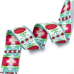 Colorful Jacquard Ribbon, Tyrolean Ribbon, Polyester Ribbon, for DIY Sewing Crafting, Home Decors, Floral Pattern, Colorful, 5/8"(16mm)