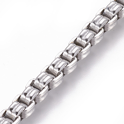 Stainless Steel Color  304 Stainless Steel Venetian Chains, Box Chains, Unwelded, Stainless Steel Color, 5.5mm, Links: 5x5.5x3mm