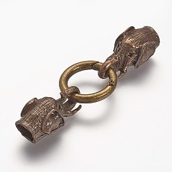 Antique Bronze Alloy Spring Gate Rings, O Rings, with Cord Ends, Elephant, Antique Bronze, 6 Gauge, 76mm, Hole: 8mm