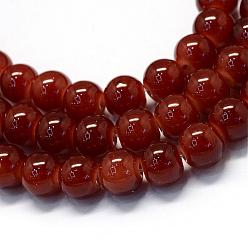 Saddle Brown Baking Painted Imitation Jade Glass Round Bead Strands, Saddle Brown, 4.5~5mm, Hole: 1mm, about 210pcs/strand, 31.4 inch