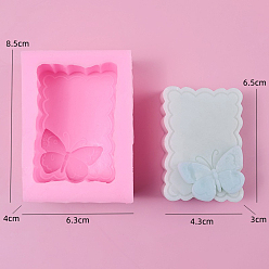 Hot Pink Silicone Molds, for Handmade Soap Making, Rectangle with Butterfly, Hot Pink, 85x60x40mm