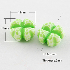 Lawn Green Acrylic Beads, Craft Style, Faceted, Clover, Lawn Green, 11x11x6mm, Hole: 1mm, about 1100pcs/500g