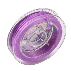Púrpura Media Hilo elástico con cuentas elásticas fuertes, cuerda de cristal elástica plana, púrpura medio, 0.8 mm, aproximadamente 10.93 yardas (10 m) / rollo