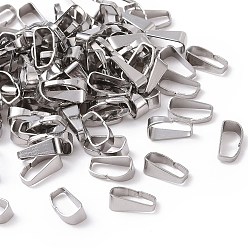 Stainless Steel Color 304 Stainless Steel Snap On Bails, Stainless Steel Color, 7x2.5x3.5mm, Hole: 3x6.5mm