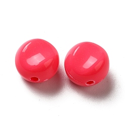 Cerise Opaque Acrylic Beads, Flat Round, Cerise, 9.5~10x12mm, Hole: 1.8mm, about 1110pcs/500g