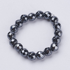 Non-magnetic Hematite Non-Magnetic Synthetic Hematite Beads Stretch Rings, Faceted, 20mm