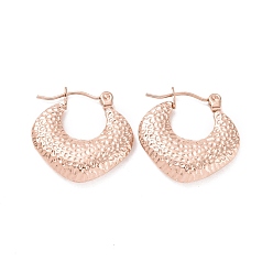 Rose Gold Ion Plating(IP) 304 Stainless Steel Hoop Earrings for Women, Rhombus, Rose Gold, 19.5x19.5x4mm, Pin: 0.8mm