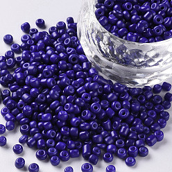 Azul Hornear bolas de semillas de vidrio de pintura, azul, 6/0, 4~5x3~4 mm, agujero: 1~2 mm, sobre 4500 unidades / bolsa
