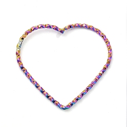 Rainbow Color 304 Stainless Steel Linking Rings, Textured, Heart, Rainbow Color, 24x26x1mm, Inner Diameter: 21x24mm