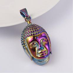 Other Color 316L Surgical Stainless Steel Pendants, Buddha Head, 39x24x13mm, Hole: 5mm