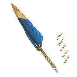 Bleu Marine Stylo trempé plume, avec pointe de stylo en alliage et pointes de rechange, pour la journée des professeurs, bleu marine, 285x45mm
