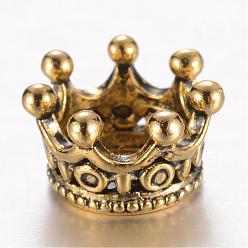 Античное Золото Сплавочные бусины, корона, бусины с большим отверстием, античное золото , 10.5x7 мм, отверстие : 6 мм