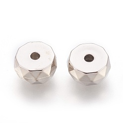 Platinum CCB Plastic Beads, Flat Round, Faceted, Platinum, 7.5x3.5mm, Hole: 1.5mm