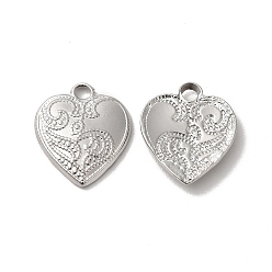 Stainless Steel Color 304 Stainless Steel Pendants, Heart Charm, Stainless Steel Color, 16.5x14x2mm, Hole: 2mm