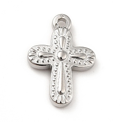 Stainless Steel Color 304 Stainless Steel Pendants, Cross Charms, Stainless Steel Color, 19x13.5x3mm, Hole: 1.6mm