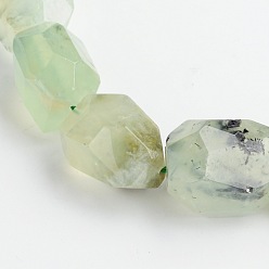 Prehnite Nuggets Natural Prehnite Beads Strands, 15~22x8~17mm, Hole: 1mm, about 18~22pcs/strand, 15 inch