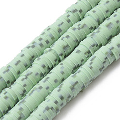 Темный Морско-зеленый Полимерной глины ручной работы бисер нитей, для поделок ювелирных изделий, Heishi бусы, Диск / плоские круглые, темно-зеленый, 6x0.5~1 мм, отверстие : 1.8 мм, около 320~447 шт / нитка, 15.75 дюйм ~ 16.14 дюйм (40~41 см)