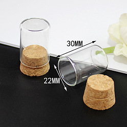 Clear Miniature Glass Bottles, with Cork Stoppers, Cloche Bell Jars, Empty Wishing Bottles, for Dollhouse Accessories, Jewelry Making, Column, Clear, 30x22mm