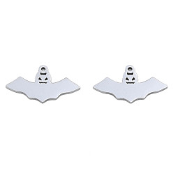Stainless Steel Color 201 Stainless Steel Pendants, Halloween Style, Bat, Stainless Steel Color, 14x25x1mm, Hole: 1.4mm