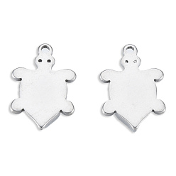 Stainless Steel Color 201 Stainless Steel Charms, Turtle, Stainless Steel Color, 15x10x1mm, Hole: 1.2mm