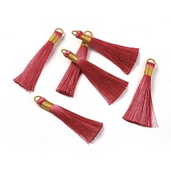 Индийский Красный Нейлоновые кисточки большие подвески, с железной фурнитурой, золотые, Индийская красная, 80x8.5 мм, отверстие : 5x6.5 мм