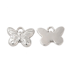Stainless Steel Color 304 Stainless Steel Pendants, Butterfly Charm, Stainless Steel Color, 9x11.5x1mm, Hole: 1.6mm