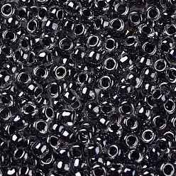 (344) Inside Color Crystal/Black Cuentas de semillas redondas toho, granos de la semilla japonés, (344) color interior cristal / negro, 8/0, 3 mm, agujero: 1 mm, Sobre 1110 unidades / 50 g