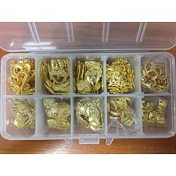 Color mezclado Colgantes y colgantes de aleación de estilo tibetano de élite pandahall, corazón, de oro de oro y antigüedades, 13.5x7x3 cm, 150pcs / box