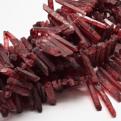 Dark Red Natural Pagoda Quartz Crystal Beads Strands, Dyed, Dark Red, 15~29x9~13x7~10mm, Hole: 1mm, about 56pcs/strand, 15.7 inch