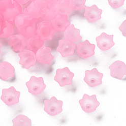 Pearl Pink Transparent Acrylic Beads Caps, Tulip Flower, Lily of the Valley, Frosted, Pearl Pink, 10x6mm, Hole: 1.5mm, about 2100pcs/500g