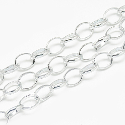 Gris Clair Chaînes de câbles en aluminium, non soudée, Ovale Plat, gainsboro, 12x9.2x2x1mm