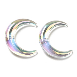 Clair Perles acryliques de placage uv transparent, iridescent, lune, clair, 46x39x10mm, Trou: 3mm