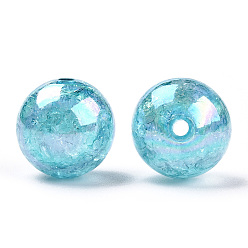 Turquoise Foncé Couleur ab crépitement transparente acrylique perles rondes, turquoise foncé, 20mm, Trou: 2.5mm, environ108 pcs / 500 g
