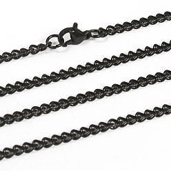 Electrophoresis Black 304 Stainless Steel Necklaces, Curb Chain Necklaces, with Lobster Claw Clasps, Faceted, Electrophoresis Black, 29.5 inch(74.9cm), 3mm