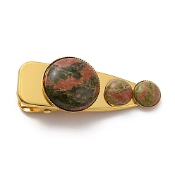 Unakite Natural Unakite Alligator Hair Clips, with Iron Finding, Cadmium Free & Lead Free, 26~27x59~61x14~16mm