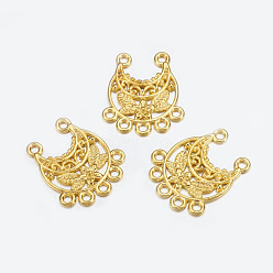 Golden Tibetan Style Alloy Chandelier Components Links, Lead Free and Cadmium Free, Moon, Golden, 23x20x2.5mm, Hole: 1.5mm