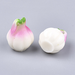 Creamy White Resin Pendants, Imitation Food, Garlic, Creamy White, 27~28x20~21x20~21mm, Hole: 1.5mm