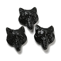 Obsidienne Pendentifs en obsidienne naturelles, charmes de renard, 35.5~37x27~28x12~13mm, Trou: 1.3mm