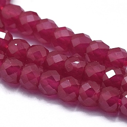 Ruby Natural Ruby/Red Corundum Beads Strands, Dyed & Heated, Faceted, Rondelle, 4x3mm, Hole: 1mm, about 121pcs/strand, 15.15 inch(38.5cm)