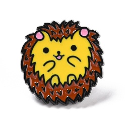 Yellow Hedgehog Enamel Pin, Animal Alloy Badge for Backpack Clothing, Electrophoresis Black, Yellow, 25x24x2mm, Pin: 1mm