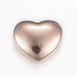 Rose Gold Ion Plating(IP) 304 Stainless Steel Beads, Heart, Rose Gold, 10x12x5mm, Hole: 1.6mm
