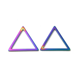 Rainbow Color Placage ionique (ip) 304 anneaux de liaison en acier inoxydable, triangle, couleur arc en ciel, 23.5x27x1.5mm, diamètre intérieur: 18.5x21 mm
